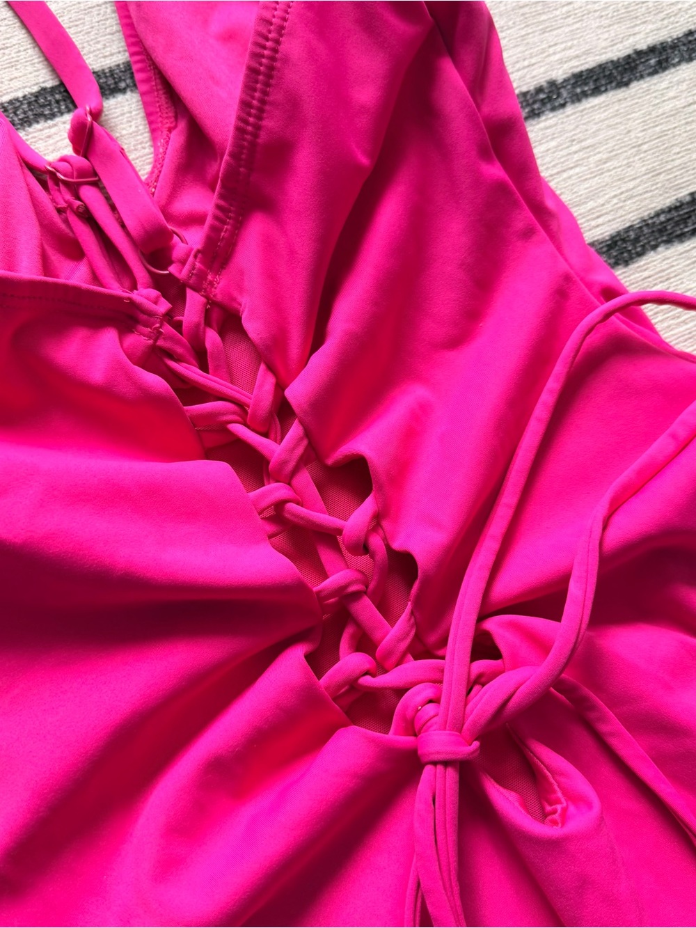 TA3 Plungey Hi Cut One Piece Swimsuit in Hot Pink - Picture 6 of 9